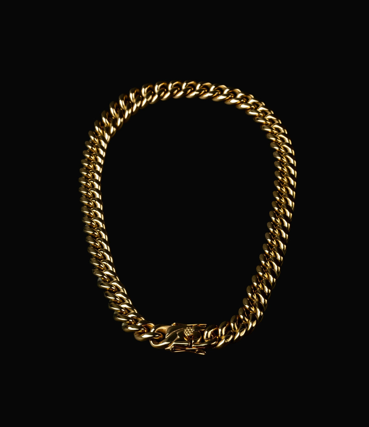 BLCKKRWN Cuban chain in 18K gold finish, full necklace alternate view