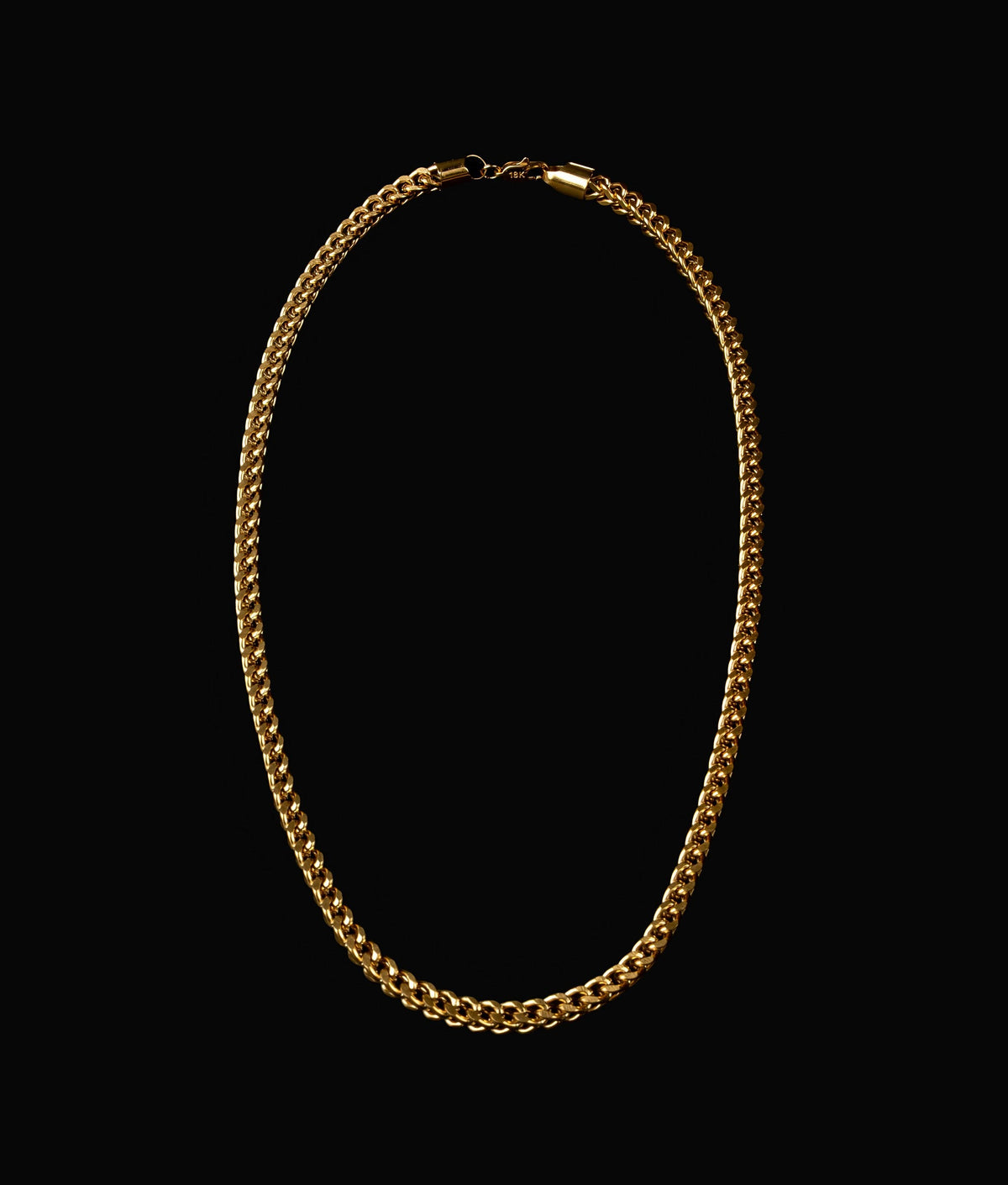 BLCKKRWN Franco chain in 18K gold finish, full necklace