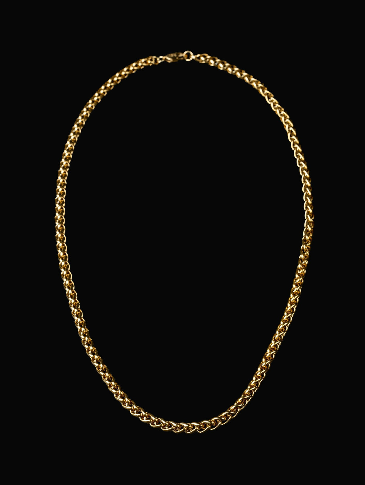 BLCKKRWN Wheat chain in 18K gold finish, full necklace