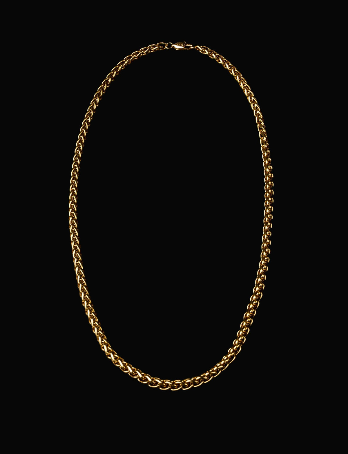 BLCKKRWN Wheat chain in 18K gold finish, full necklace alternate view