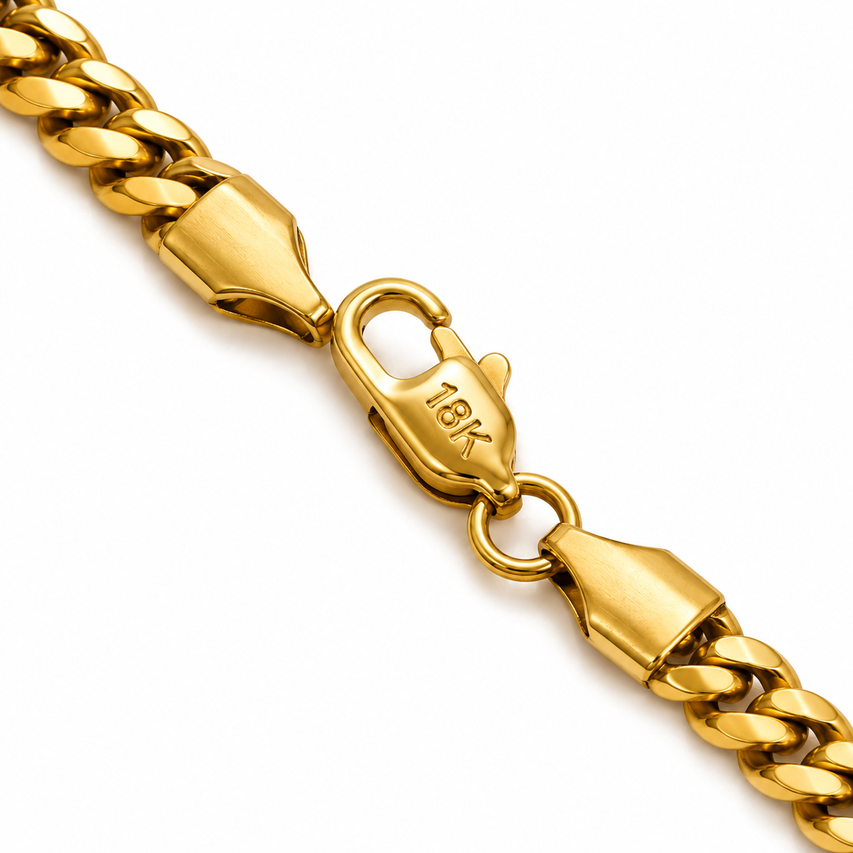 BLCKKRWN Miami Cuban chain in gold finish, flat link detail