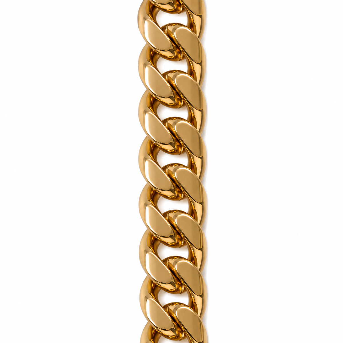 BLCKKRWN Miami Cuban chain in gold finish, angled view